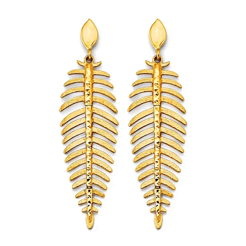 14KY Fancy Leaf Drop Earring