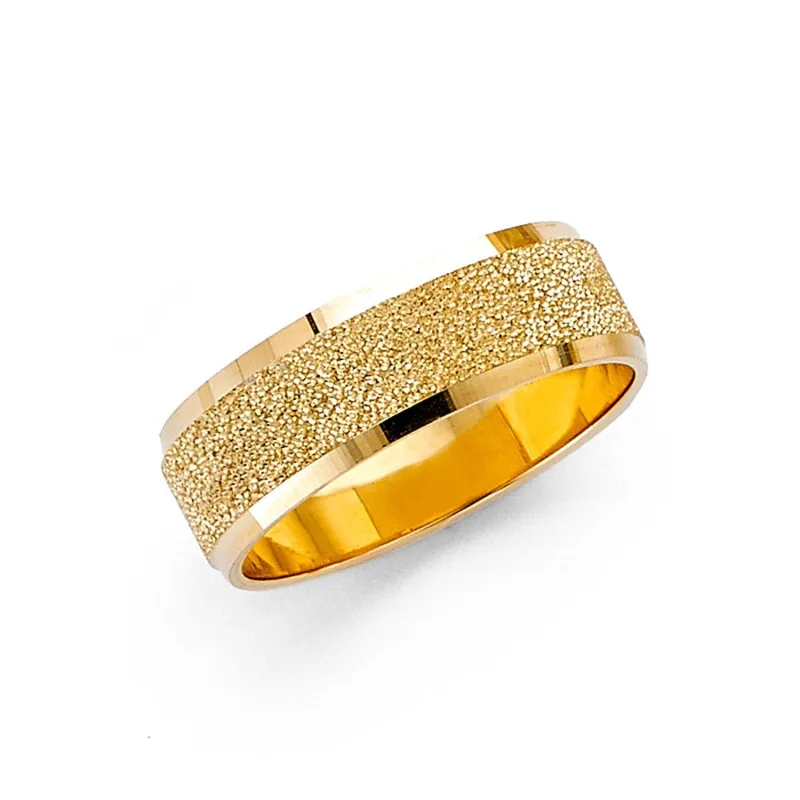 14KY 6MM F-CUT WED BAND SZ 7