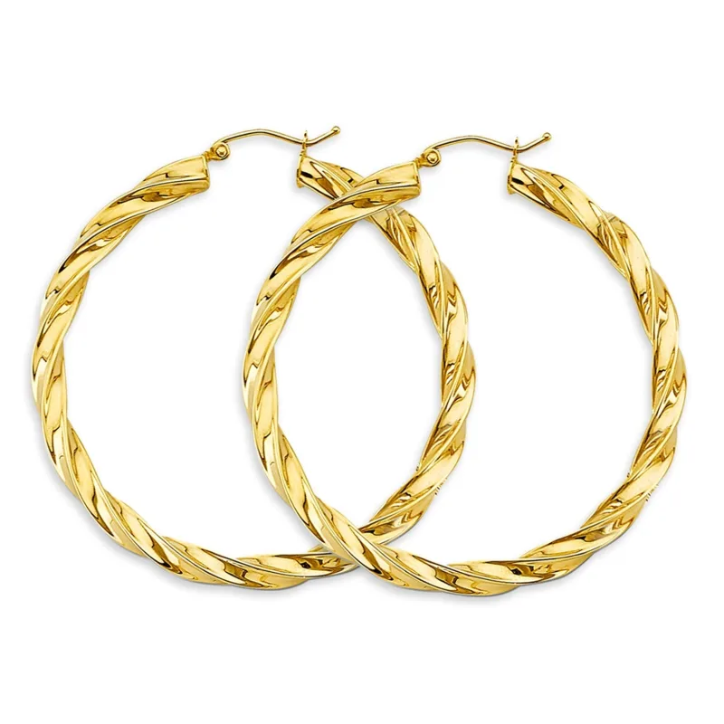14KY 4mm Twisted Hoop Earring