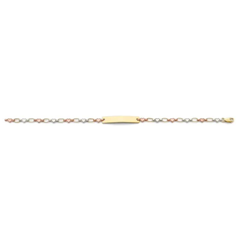 14K 3C Heart Plain ID Bracelet