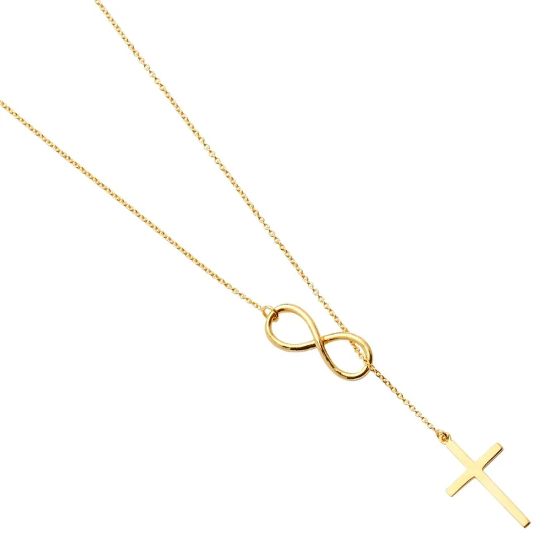 14KY Cross + Infinity Light Neckalce