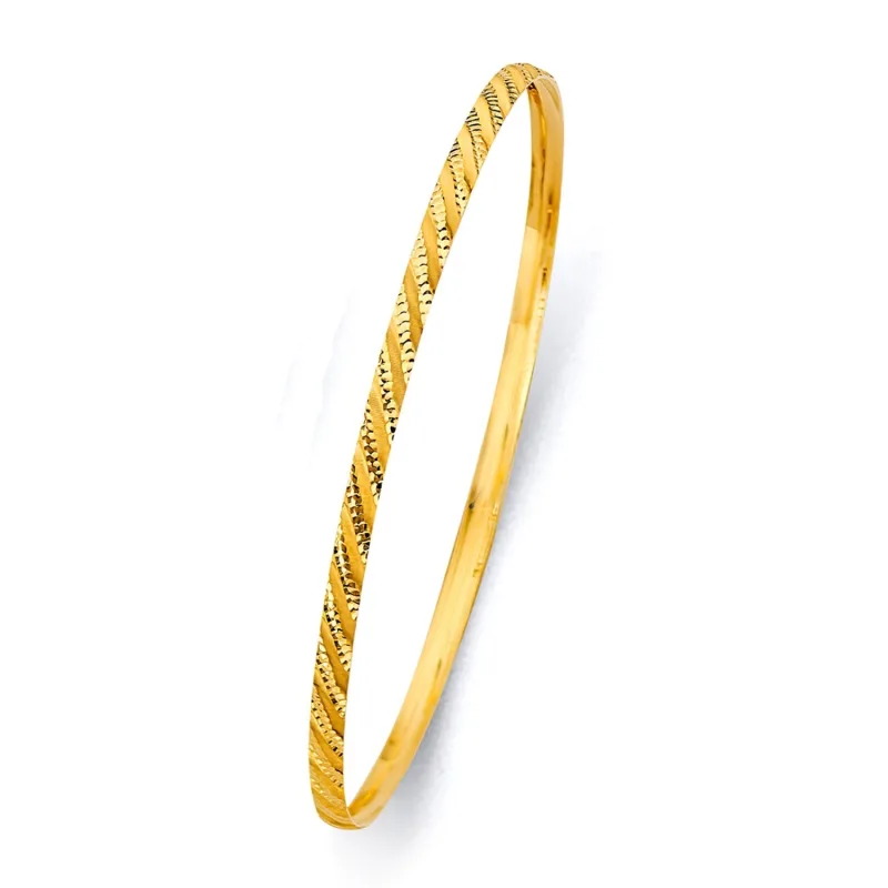 14KY 3mm Conc Half Dome Solid Bangle