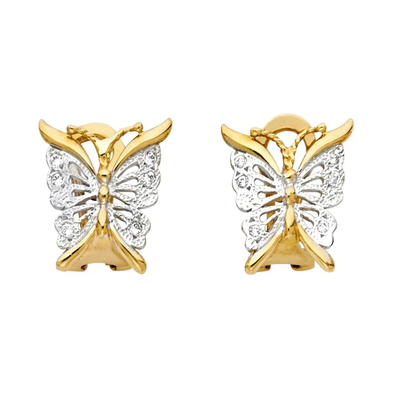 14K 2T B-FLY EAR W CLIP LOCK