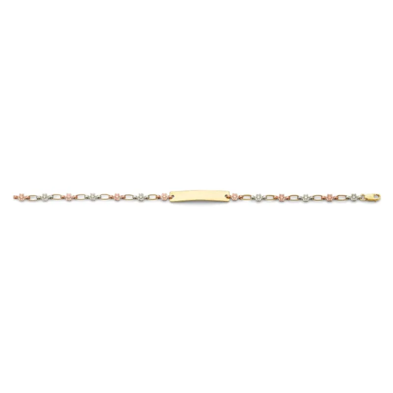 14K 3C Flower Plain ID Bracelet