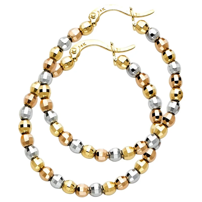 14K 3C DISCO BALL HOOP EARRING