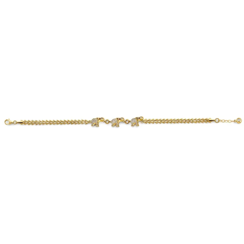 14KY CZ Elephant Bracelet