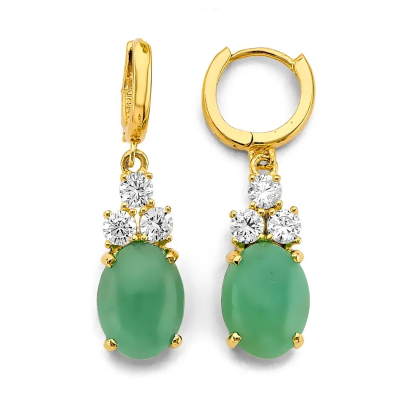 14KY CZ Jade Earring / Set