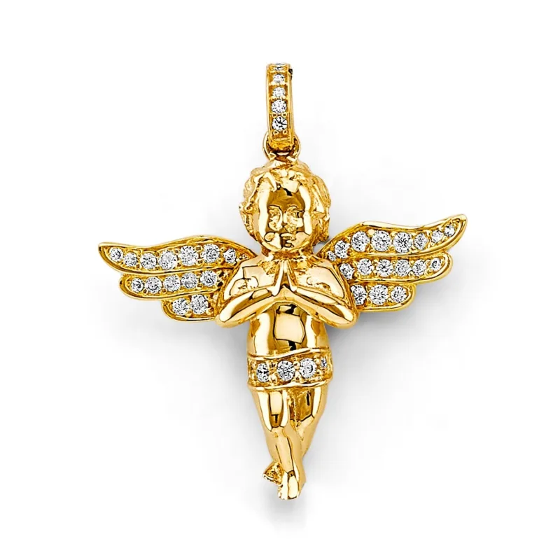 14KY CZ Angel Pendant