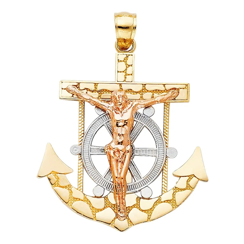 14K 3C MARINER CRUCIFIX PENDANT