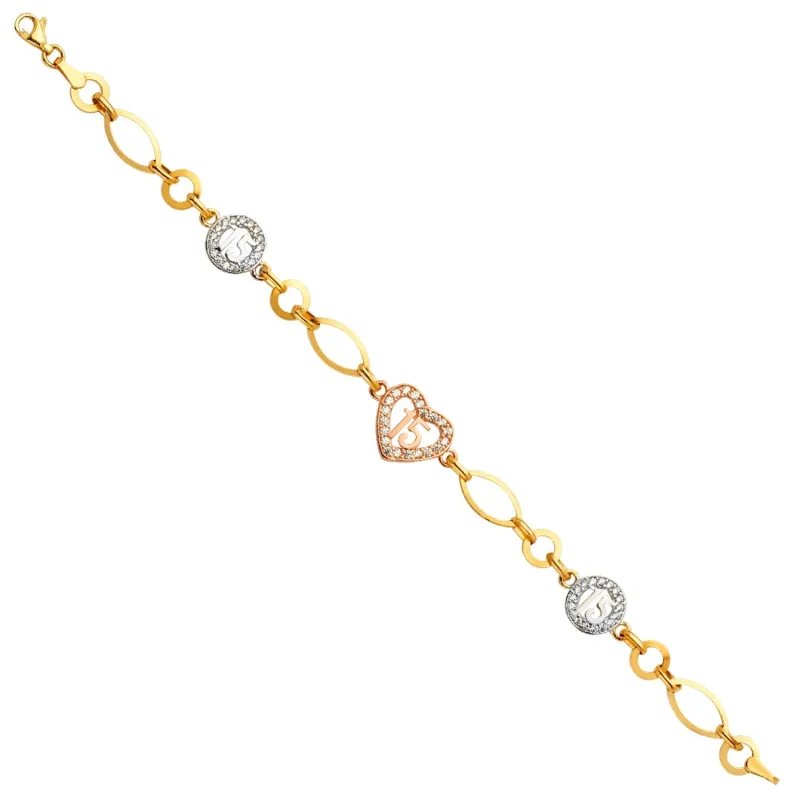 14K 3Color 15Years CZ Bracelet
