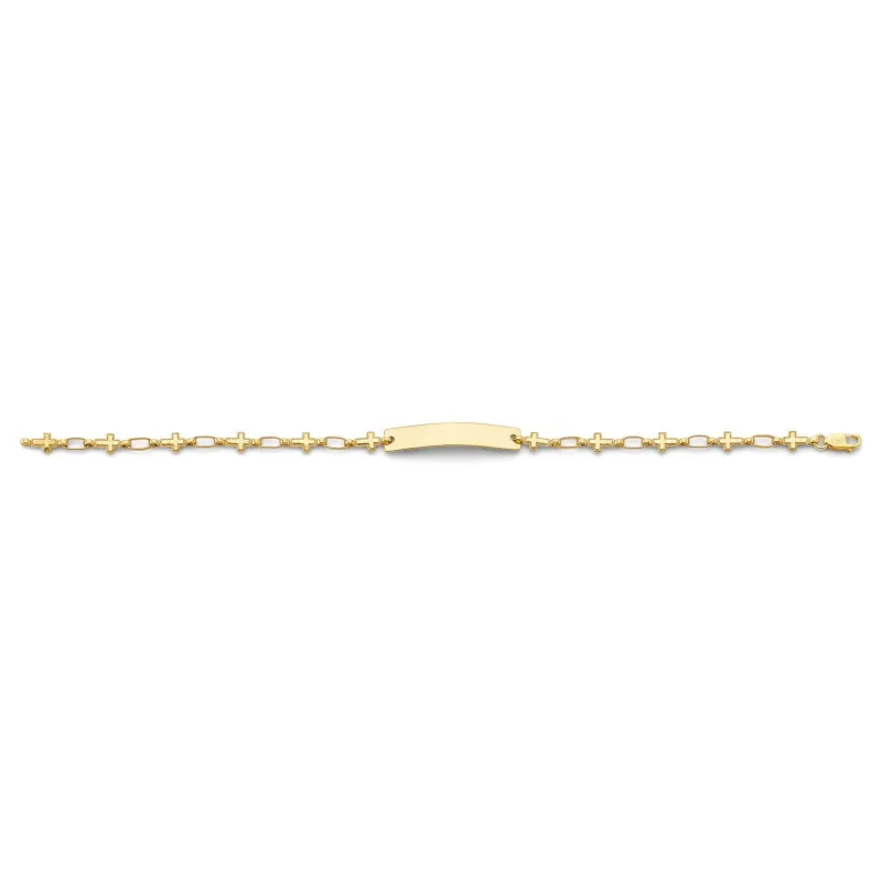14KY Cross Plain ID Bracelet