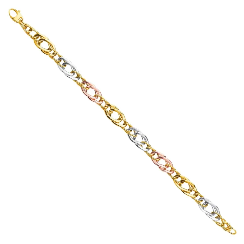 14K 3Color Fancy Hollow Bracelet