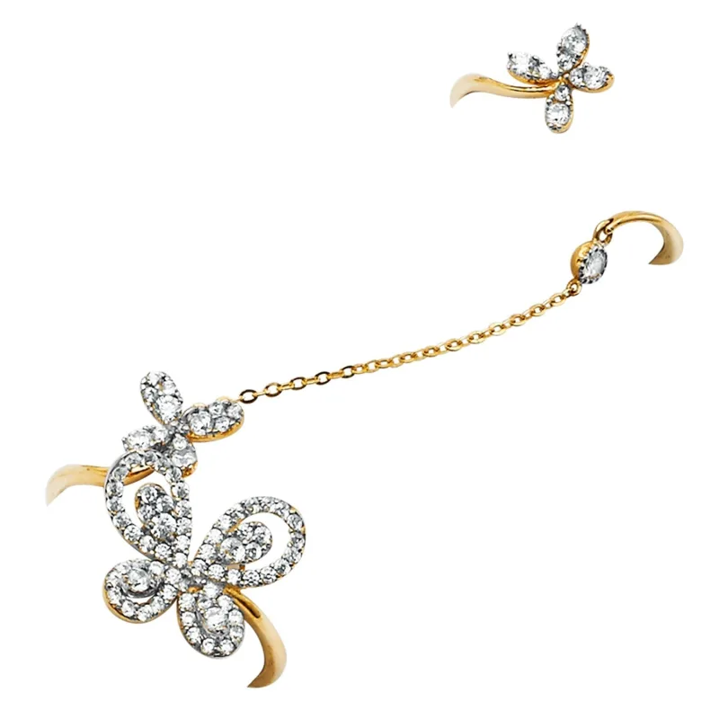 14K 2T 2Rings in one Finger Ring