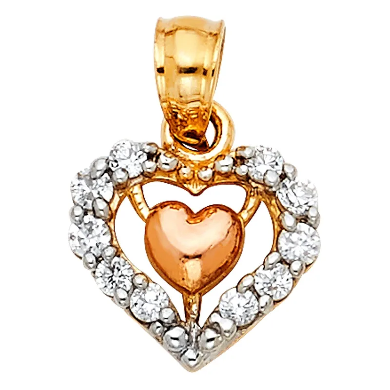 14K 3C HEART PENDANT (PT439)