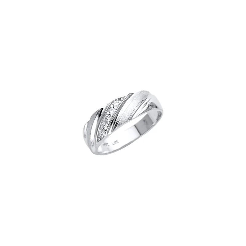 14KW Men's CZ Wedding Band / Trio Set