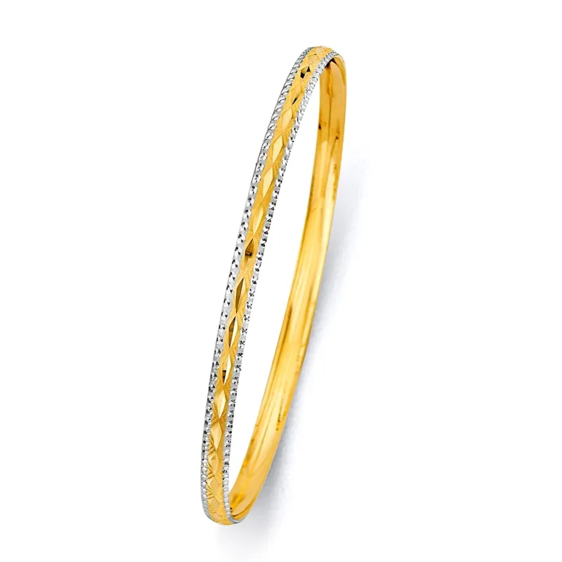 14K 2T 3.7mm Conc Half Dome Solid Bangle