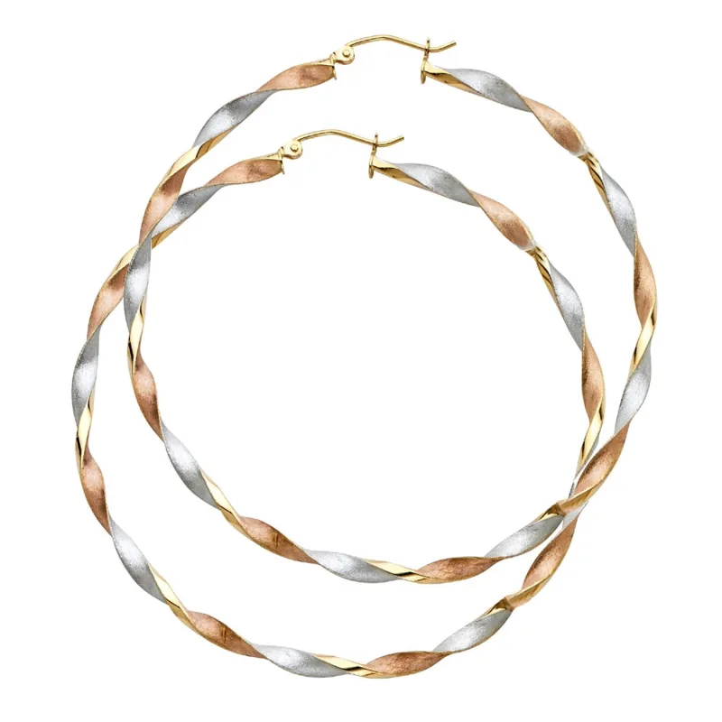 14K 3C CURLED HOLLOW HOOP EAR