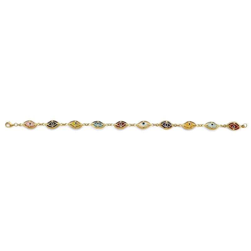 14KY Mixed Color Evil Eye Bracelet
