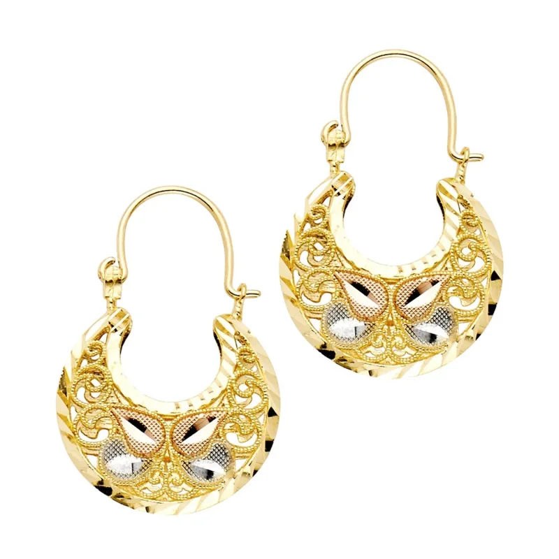 14K 3C FLOWER BASKET EARRING