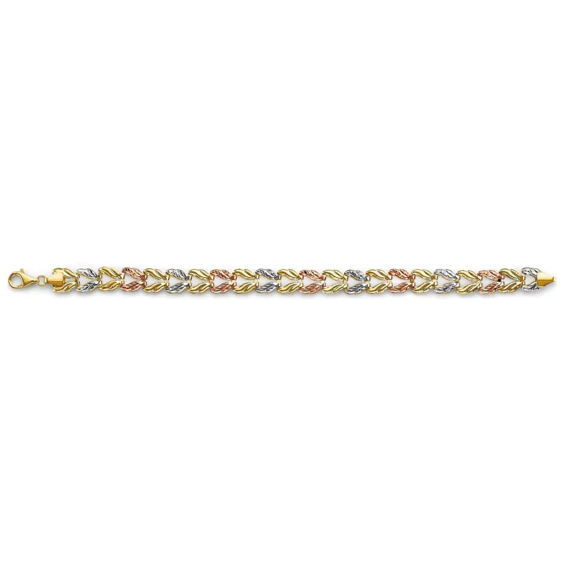 14K 3C D-Face Gradated Stampato Bracelet