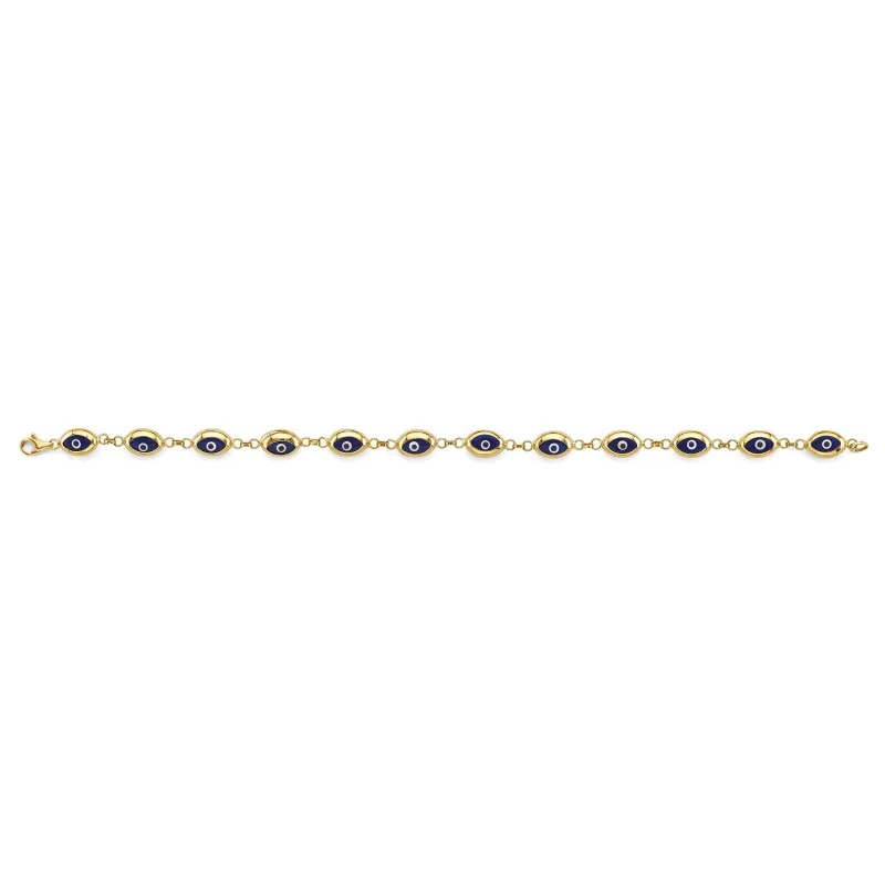 14KY Blue Evil Eye Bracelet
