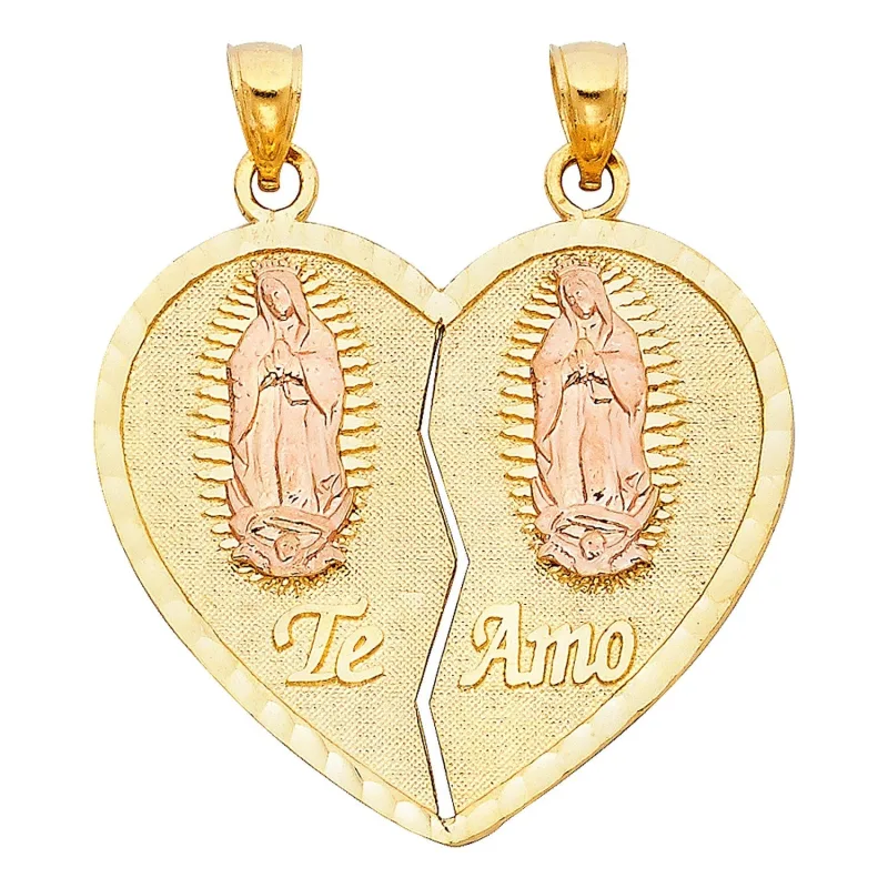 14K 2T TE AMO HEART 2 PIECE PENDANT