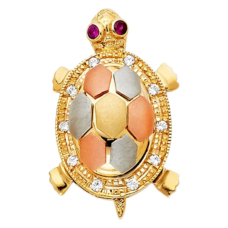 14K 3C CZTURTLE PENDANT
