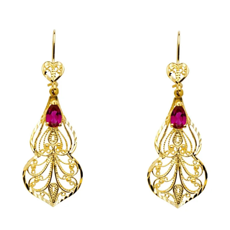 14KY CZ CHANDELIER EARRING