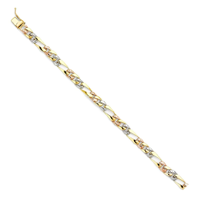 14K 3C STAMP NUG FIG LINK BRACELET