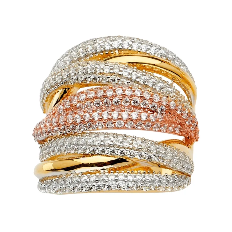 14K 3C FANCY CZ RING