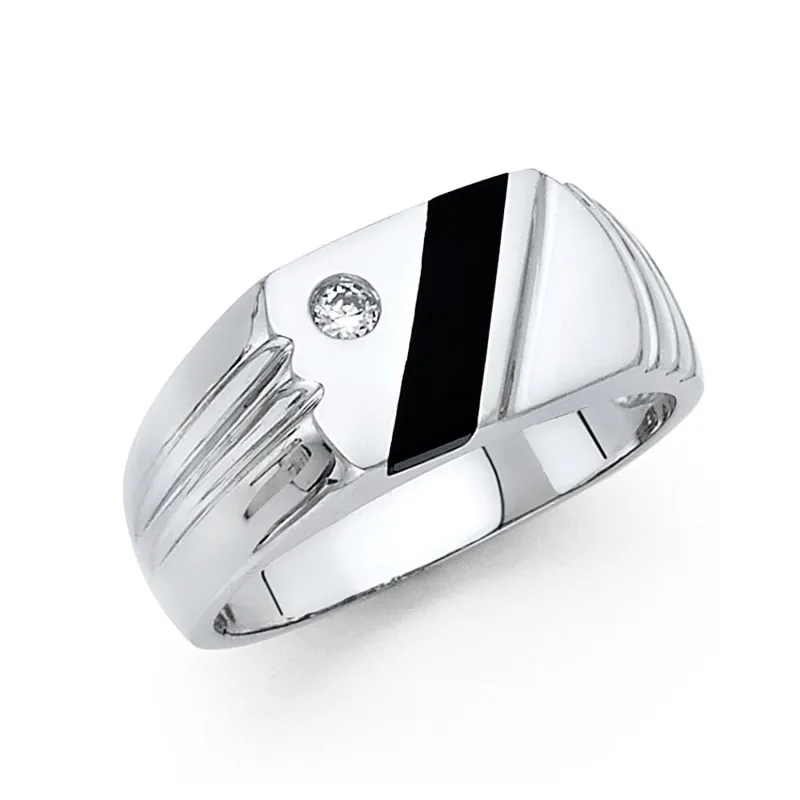 14KW ONYX MENS RING