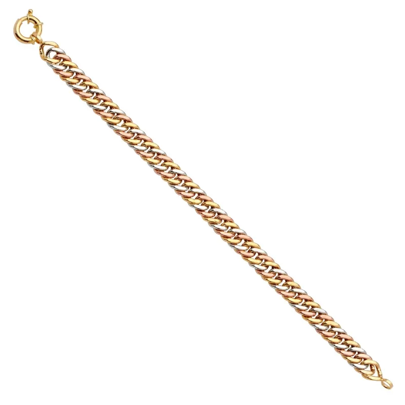 14K 3Color Fancy Hollow Link Bracelet