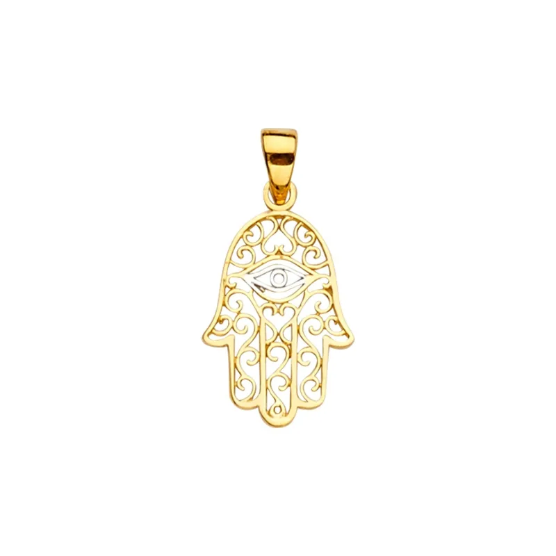 14K 2T Hamsa Pendant
