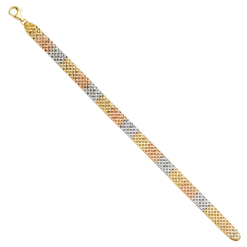 14K 3Color Crystal Cut Bracelet