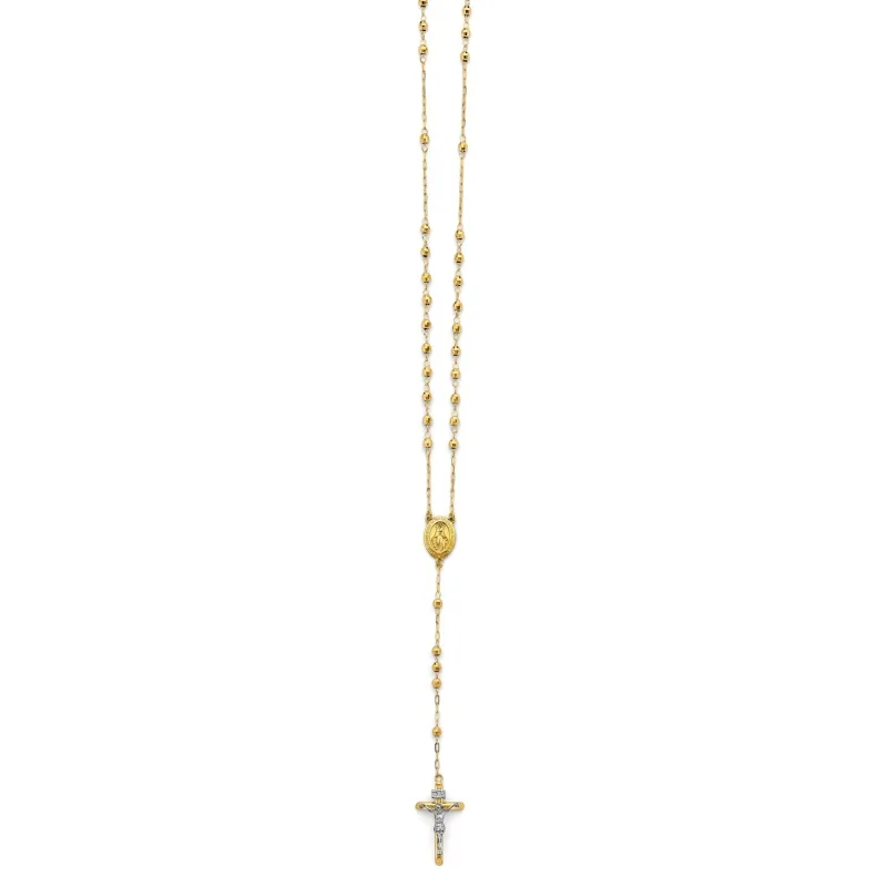 14K 2T 3mm Disco Ball Rosary Necklace