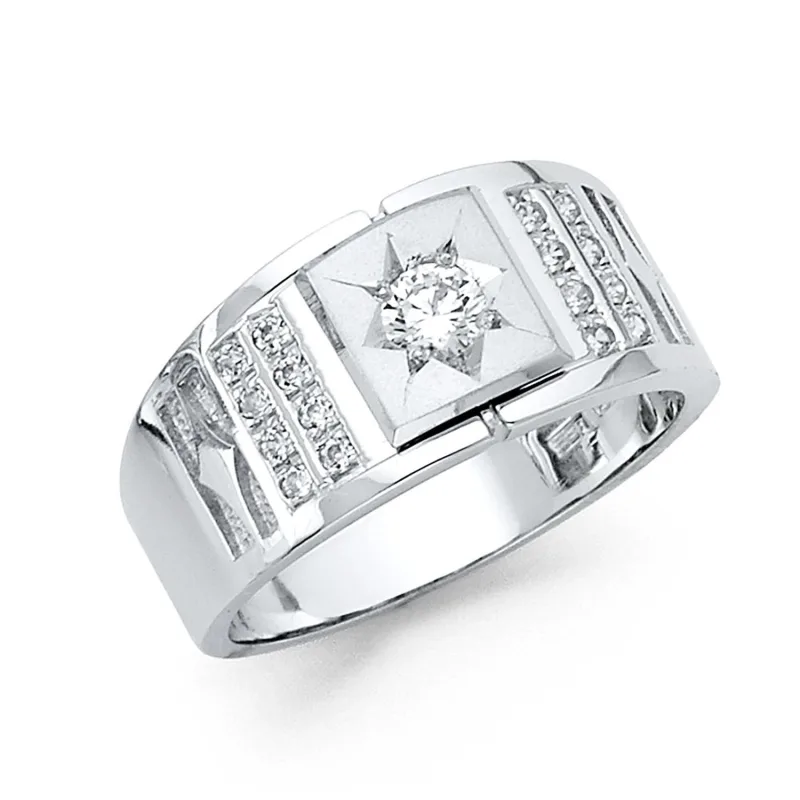 14KW CZ MENS RING