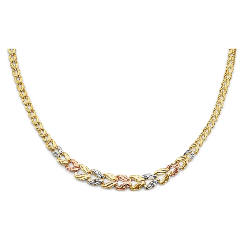 14K 3C D-Face Gradated Stampato Necklace