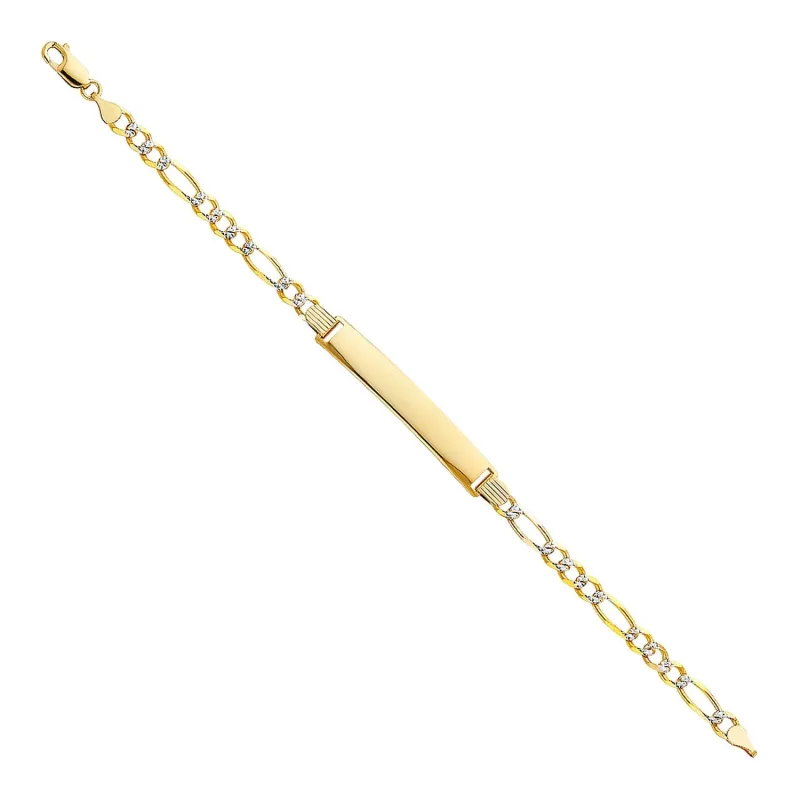 14K 120 FIGARO 3+1 WP ID BRACELET