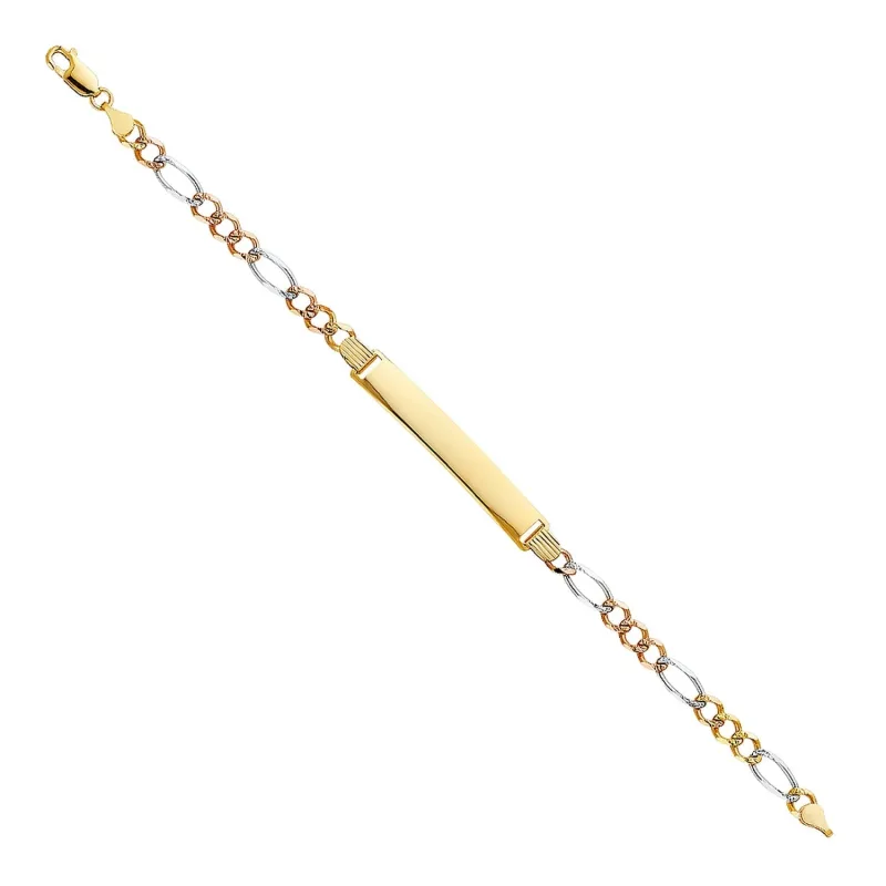14K 3C FIGARO 3+1 120 ID BRACELET