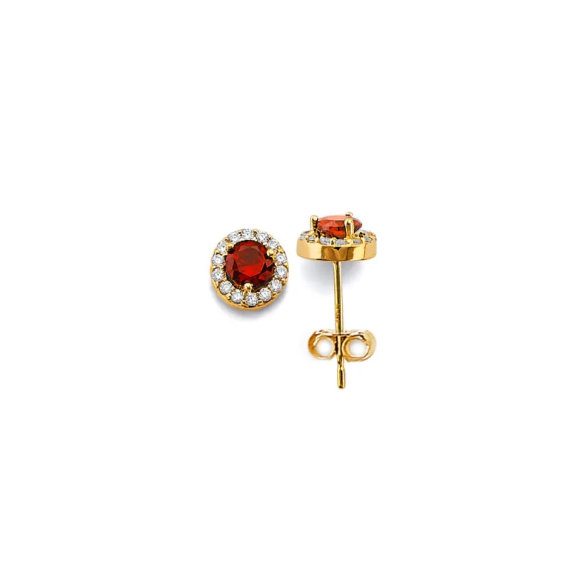 14KY CZ Round Birthstone Earring