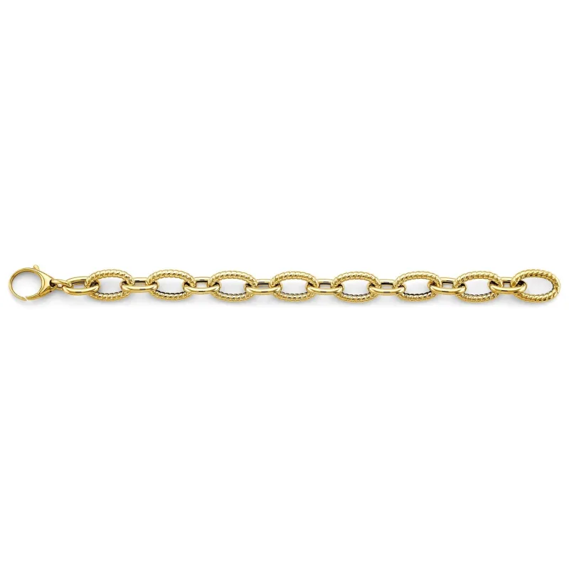 14KY Hollow Bold Oval Link Bracelet