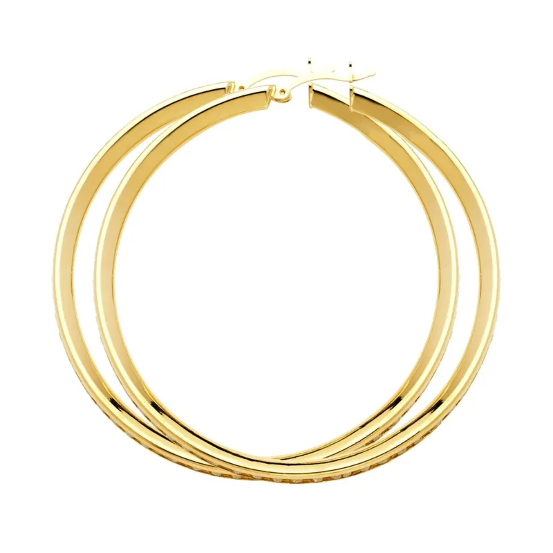 14KY RD CZ CHANNEL HOOP EAR