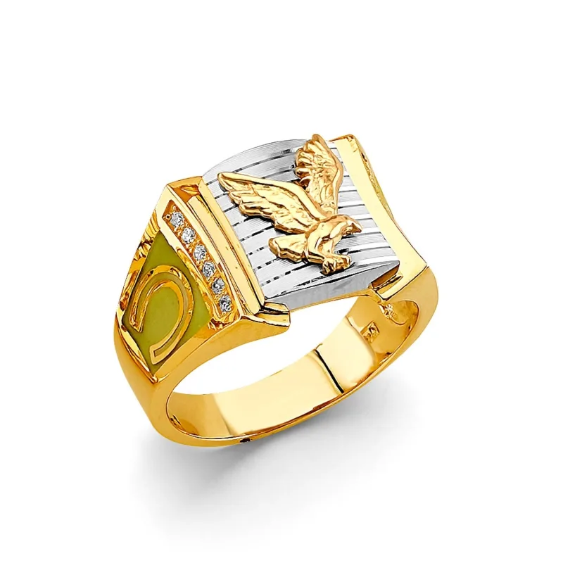 14K 2T Eagle Men's CZ Ring