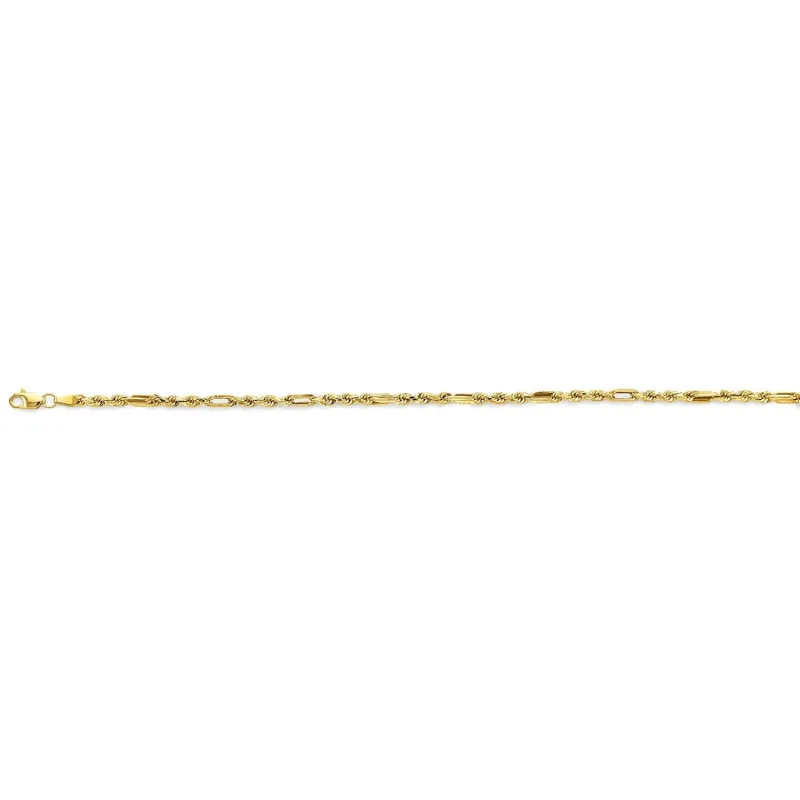 14KY 3mm Hollow Figaro Rope Chain