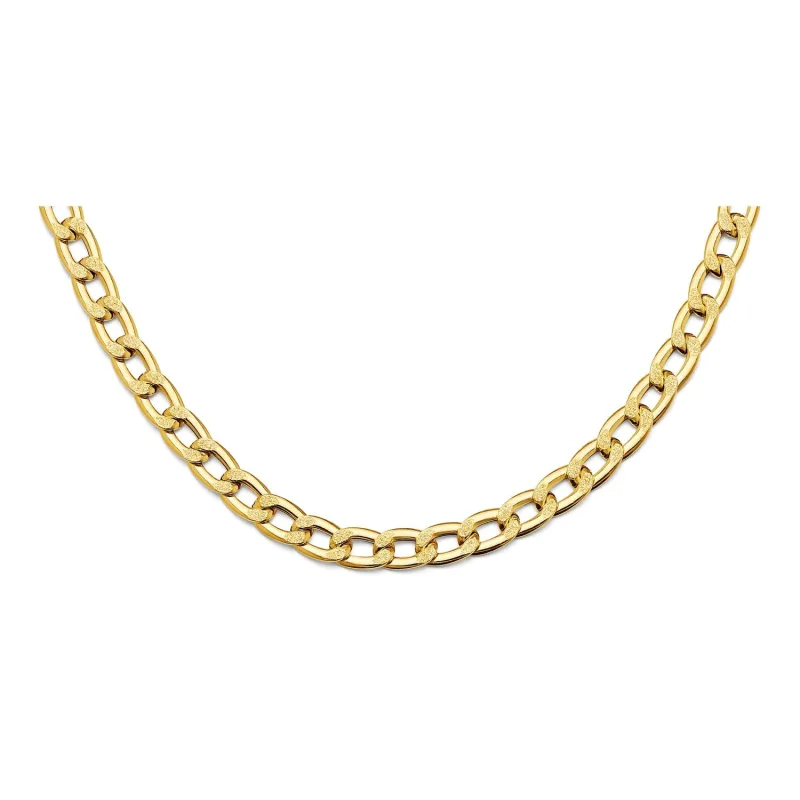 14KY Hollow Dia-Bar Curb Necklace
