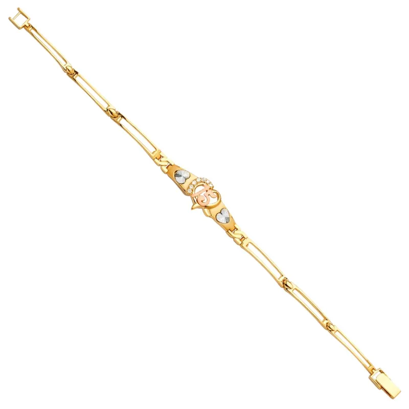 14K 3Color 15Years ID Bracelet