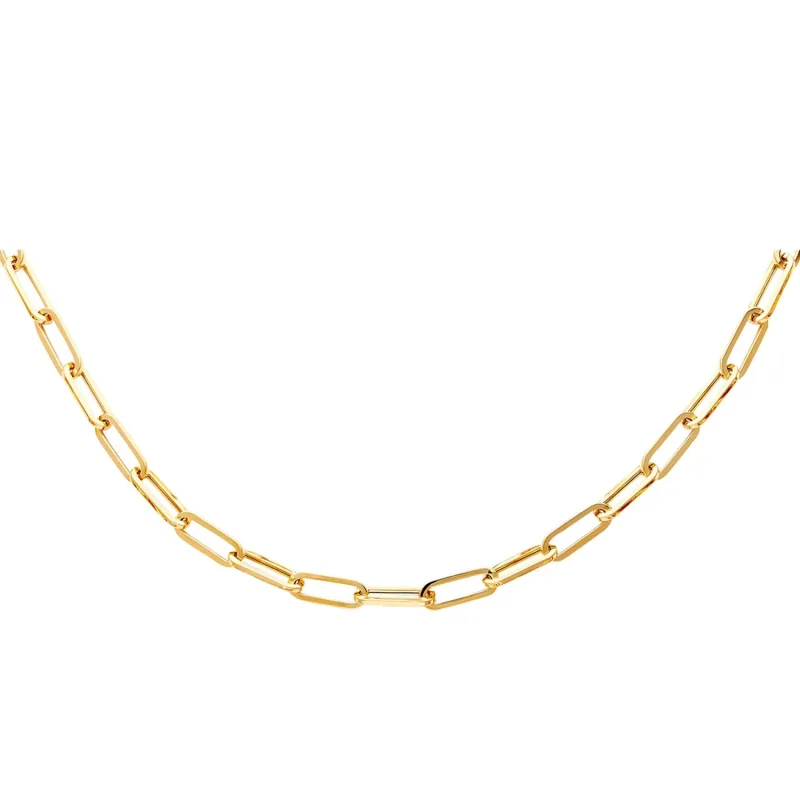 14KY 5.5mm Hollow Paperclip Necklace 18