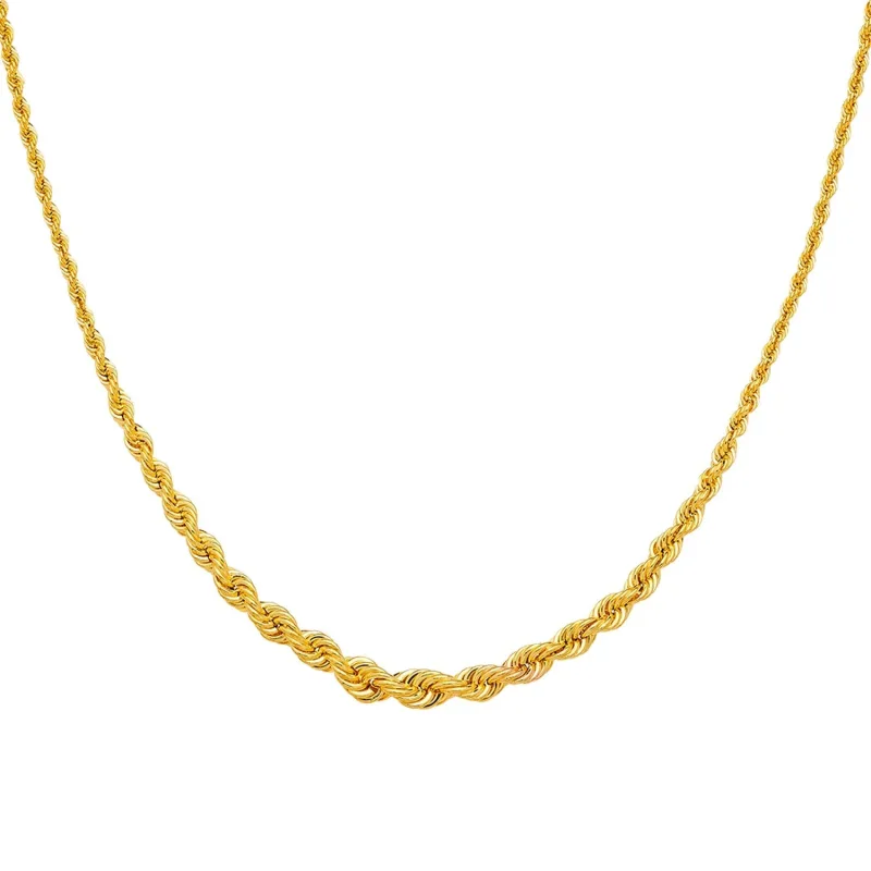 14KY Gradated Hollow Rope Chain Necklace