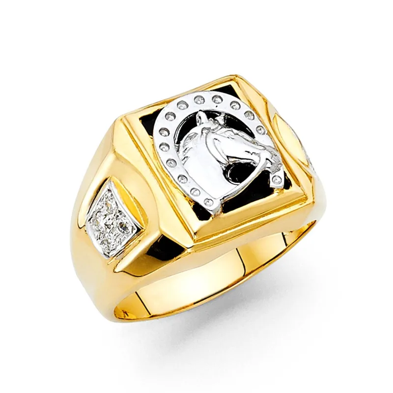 14KW FANCY ONYX MENS RING