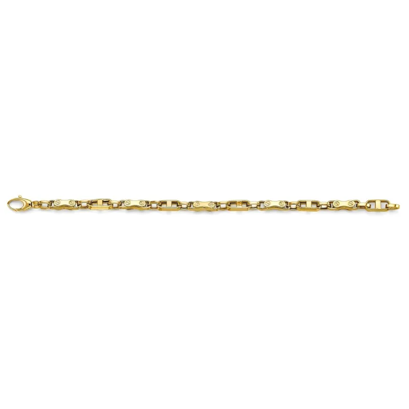 14KY Fancy Screw Link Men's Bracelet